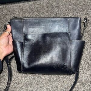 Patricia Nash Aveley 100% Leather Black Crossbody Bag